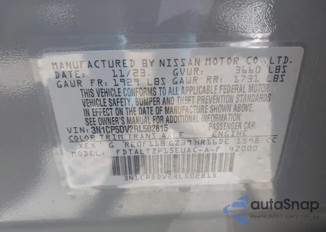 2024 Nissan Kicks Sr Xtronic Cvt from USA, damaged, VIN 3N1CP5DV2RL502815